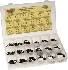 Made in USA - 174 Piece, M10 to M40, Steel, Snap Internal Retaining Ring Assortment - Includes Compartmented Case, Specification Labels - Top Tool & Supply