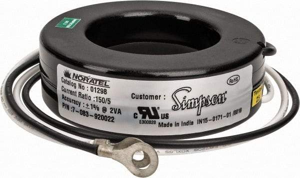 Simpson Electric - 2 VA Burden, 150 Amp AC Input, 5 Amp AC Output, 50 to 400 Hz, Panel Meter Donut Current Transformer - Screw Terminal, For Use with AC Ammeter - Top Tool & Supply