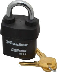 Master Lock - 1-1/8" Shackle Clearance, Keyed Different Pro Series Solid Steel Padlock - 5/16" Shackle Diam, Laminated Steel - Top Tool & Supply