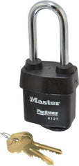 Master Lock - 2-1/2" Shackle Clearance, Keyed Alike Pro Series Solid Steel Padlock - 5/16" Shackle Diam, Laminated Steel - Top Tool & Supply