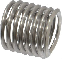 Heli-Coil - M8x1.25 Metric Coarse, 12mm OAL, Free Running Helical Insert - 7-3/8 Free Coils, Tanged, Stainless Steel, Bright Finish, 1-1/2D Insert Length - Top Tool & Supply