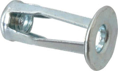 RivetKing - #10-24 UNC Thread, Clear Zinc Plated, Steel, Screwdriver Installed Rivet Nut - 0.12 to 0.16" Grip, 17/32" Flange Diam, 7/8" Long - Top Tool & Supply