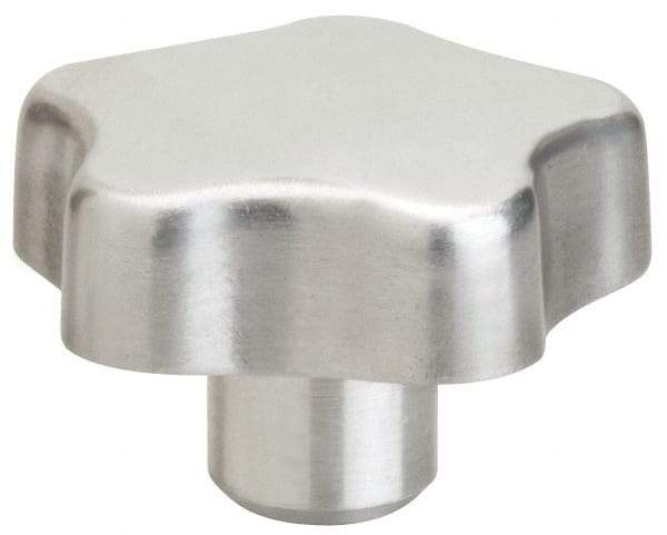 J.W. Winco - 50mm Head Diam, 5 Point Lobed Knob - M10x1.5 Hole, Aluminum - Top Tool & Supply