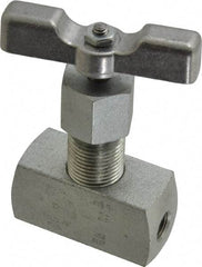 Made in USA - 1/8" Pipe, Inline Hard Seat Needle Valve - FNPT x FNPT Ends, Alloy Valve, 10,000 Max psi - Top Tool & Supply