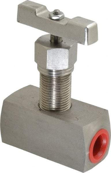 Value Collection - 1/2" Pipe, Inline Hard Seat Needle Valve - FNPT x FNPT Ends, Grade 316 Stainless Steel Valve, 10,000 Max psi - Top Tool & Supply