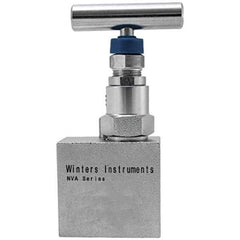 Value Collection - 1/4" Pipe, Angled Hard Seat Needle Valve - FNPT x FNPT Ends, Grade 316 Stainless Steel Valve, 10,000 Max psi - Top Tool & Supply