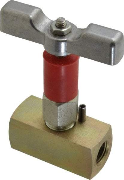 Value Collection - 1/4" Pipe, Inline Soft Seat Needle Valve - FNPT x FNPT Ends, Alloy Valve, 6,000 Max psi - Top Tool & Supply