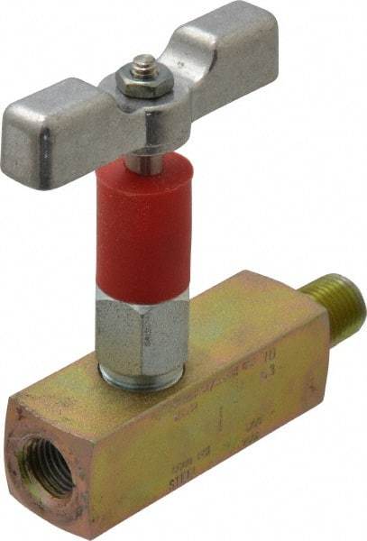 Value Collection - 1/4" Pipe, Inline Soft Seat Needle Valve - MNPT x FNPT Ends, Alloy Valve, 6,000 Max psi - Top Tool & Supply