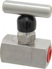 Made in USA - 1/4" Pipe, Inline Miniature Needle Valve - FNPT x FNPT Ends, Grade 316 Stainless Steel Valve, 6,000 Max psi - Top Tool & Supply