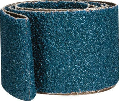 Made in USA - 2" Wide x 48" OAL, 24 Grit, Zirconia Alumina Abrasive Belt - Zirconia Alumina, Very Coarse, Coated, X Weighted Cloth Backing - Top Tool & Supply