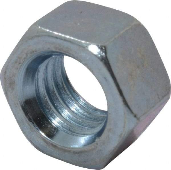 Value Collection - 3/8-16 UNC Steel Right Hand Hex Nut - 9/16" Across Flats, 21/64" High, Zinc Clear Finish - Top Tool & Supply