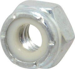 Value Collection - 1/4-20 UNC Grade 2 Hex Lock Nut with Nylon Insert - 7/16" Width Across Flats, 19/64" High, Zinc-Plated Finish - Top Tool & Supply