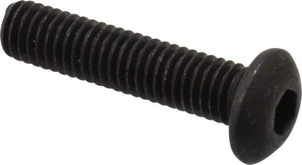 Value Collection - #10-32 UNF Hex Socket Drive, Button Screw - Alloy Steel, Black Oxide Finish, Fully Threaded, 7/8" Length Under Head - Top Tool & Supply