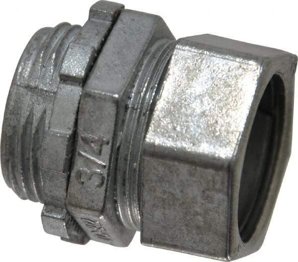 Thomas & Betts - 3/4" Trade, Die Cast Zinc Compression Straight EMT Conduit Connector - Noninsulated - Top Tool & Supply