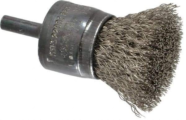 Osborn - 1" Brush Diam, Crimped, End Brush - 1/4" Diam Shank, 20,000 Max RPM - Top Tool & Supply