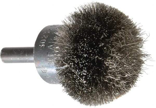 Osborn - 1-1/2" Brush Diam, Crimped, End Brush - 1/4" Diam Shank, 15,000 Max RPM - Top Tool & Supply