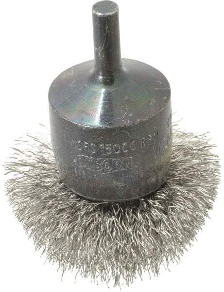 Osborn - 2" Brush Diam, Crimped, End Brush - 1/4" Diam Shank, 15,000 Max RPM - Top Tool & Supply