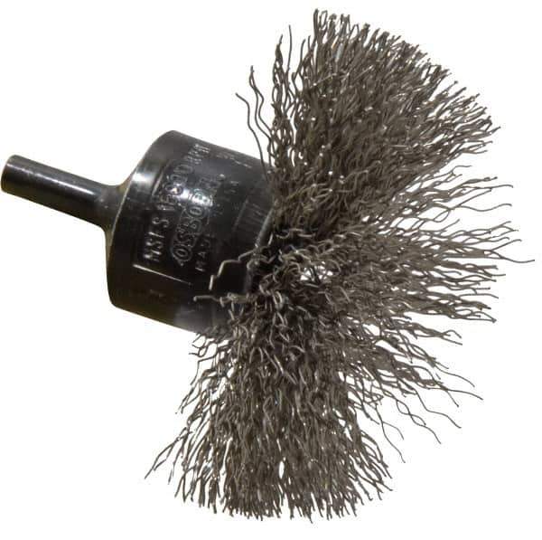 Osborn - 3" Brush Diam, Crimped, End Brush - 1/4" Diam Shank, 15,000 Max RPM - Top Tool & Supply