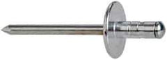 RivetKing - Size 62-64 Large Flange Head Aluminum Multi Grip Blind Rivet - Steel Mandrel, 0.062" to 1/4" Grip, 0.612" Head Diam, 0.192" to 0.196" Hole Diam, 0.519" Length Under Head, 3/16" Body Diam - Top Tool & Supply