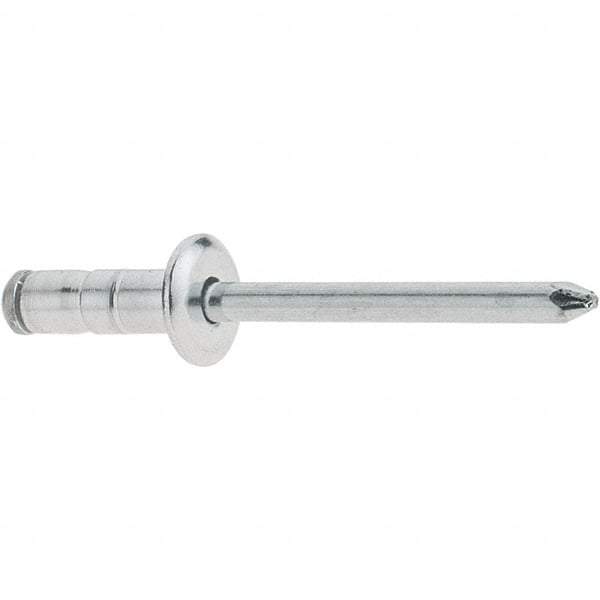 RivetKing - Size 52-54 Large Flange Head Aluminum Multi Grip Blind Rivet - Steel Mandrel, 0.047" to 0.276" Grip, 1/2" Head Diam, 0.16" to 0.164" Hole Diam, 0.512" Length Under Head, 5/32" Body Diam - Top Tool & Supply