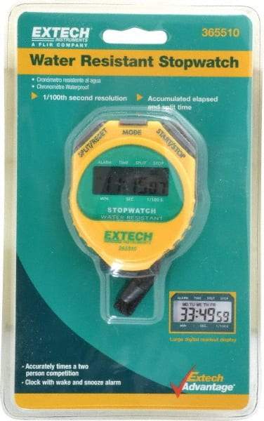 Extech - Stopwatch, Timer and Clock - Yellow - Top Tool & Supply