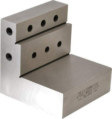 Starrett - 3" Wide x 3" Deep x 3" High Steel Precision-Ground Angle Plate - Stepped Plate, Machined Holes on Surface, Open End, Single Plate - Top Tool & Supply