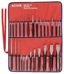 Proto - 26 Piece Punch & Chisel Set - 1/4 to 7/8" Chisel, 3/8 to 1/4" Punch, Round Shank - Top Tool & Supply