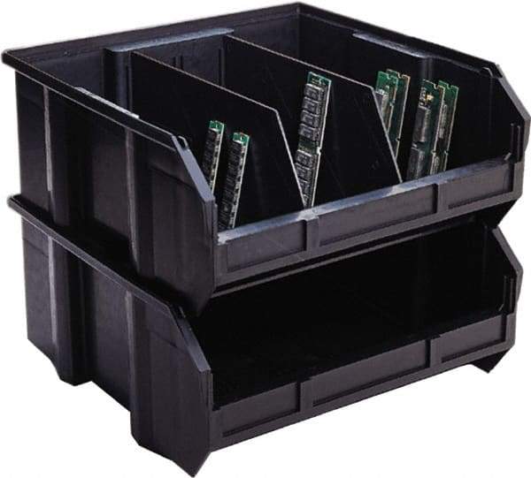 Quantum Storage - 50 Lb. Load Capacity, 10-3/4" Deep, Black Polypropylene Hopper Stacking Bin - 7" High x 8-1/4" Wide x 10-3/4" Long - Top Tool & Supply