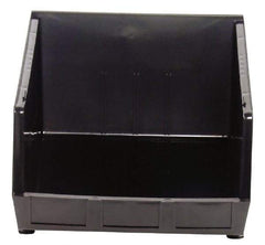 Quantum Storage - 75 Lb. Load Capacity, 18" Deep, Black Polypropylene Hopper Stacking Bin - 11" High x 16-1/2" Wide x 18" Long - Top Tool & Supply