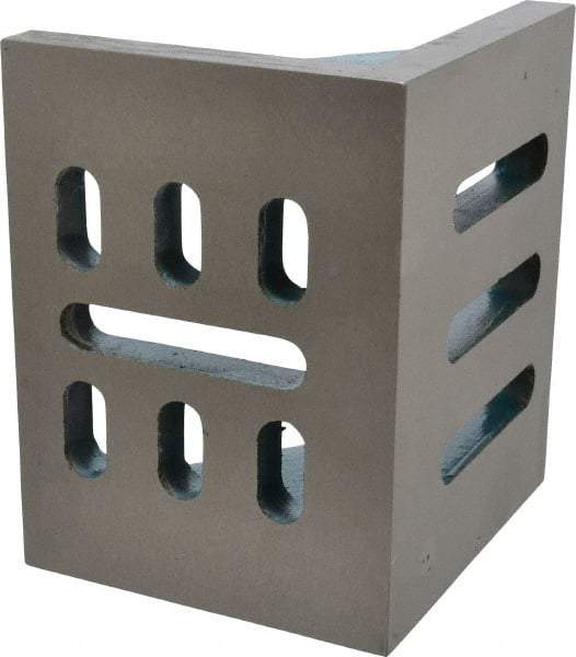 Interstate - 6" Wide x 4-1/2" Deep x 5" High Cast Iron Partially Machined Angle Plate - Slotted Plate, Through-Slots on Surface, Webbed, Single Plate - Top Tool & Supply