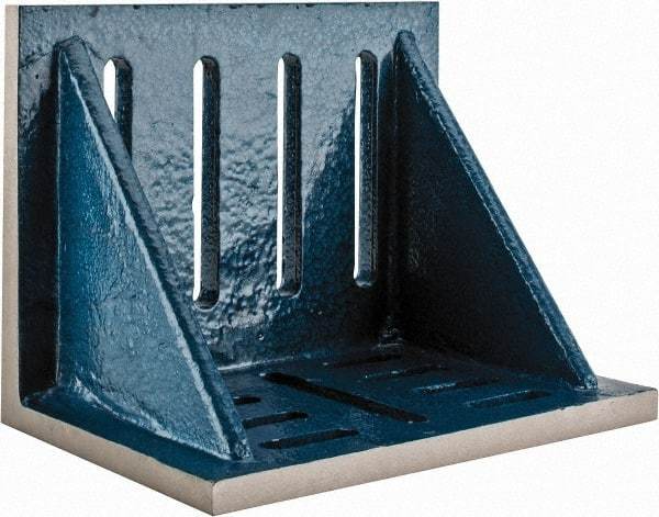 Interstate - 12" Wide x 8" Deep x 9" High Cast Iron Partially Machined Angle Plate - Slotted Plate, Through-Slots on Surface, Webbed, Single Plate - Top Tool & Supply