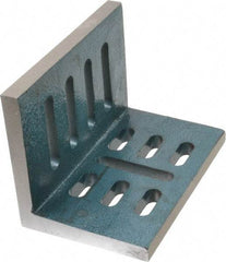 Interstate - 7" Wide x 4-1/2" Deep x 5-1/2" High Cast Iron Partially Machined Angle Plate - Slotted Plate, Through-Slots on Surface, Open End, Single Plate - Top Tool & Supply