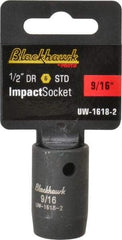 Blackhawk by Proto - 1/2" Drive 9/16" Standard Impact Socket - 6 Points, 1-1/2" OAL - Top Tool & Supply