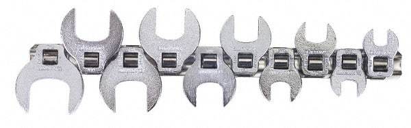 Blackhawk by Proto - 10 Piece 3/8" Drive Open End Crowfoot Wrench Set - 3/8 to 1", with Clip Rail - Top Tool & Supply