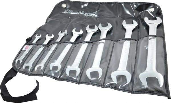 Blackhawk by Proto - 8 Piece, 1/4" to 1", Open End Wrench Set - Inch Measurement Standard, Full Polish Finish, Comes in Vinyl Roll - Top Tool & Supply