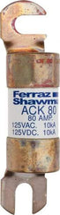 Ferraz Shawmut - 80 Amp Time Delay Round Forklift & Truck Fuse - 125VAC, 125VDC, 4.46" Long x 1" Wide, Bussman ACK80, Ferraz Shawmut ACK80 - Top Tool & Supply