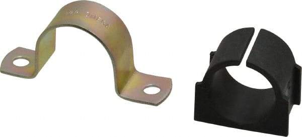 ZSI - 3/4 Pipe, Steel, Zinc Plated Pipe Strap with Cushion - 2 Mounting Holes - Top Tool & Supply