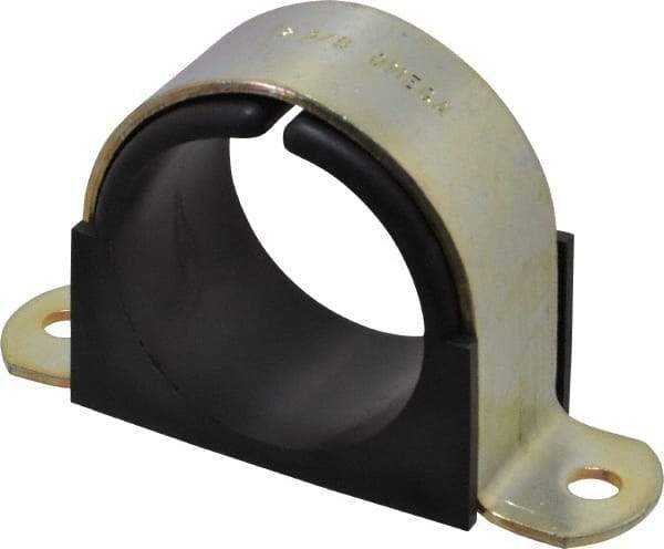 ZSI - 2 Pipe, Steel, Zinc Plated Pipe Strap with Cushion - 2 Mounting Holes - Top Tool & Supply