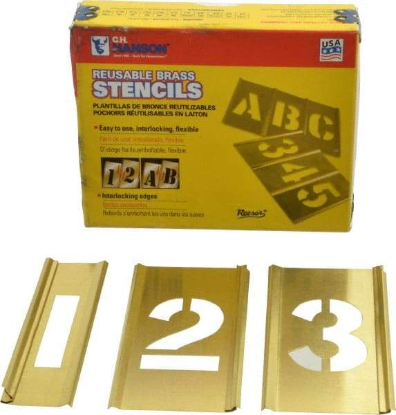 C.H. Hanson - 15 Piece, 1-1/2 Inch Character Size, Brass Stencil - Contains Figure Set - Top Tool & Supply