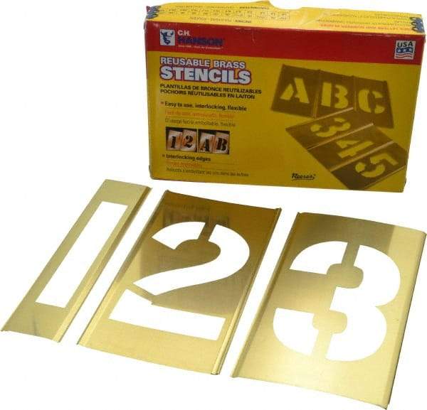 C.H. Hanson - 15 Piece, 4 Inch Character Size, Brass Stencil - Contains Figure Set - Top Tool & Supply