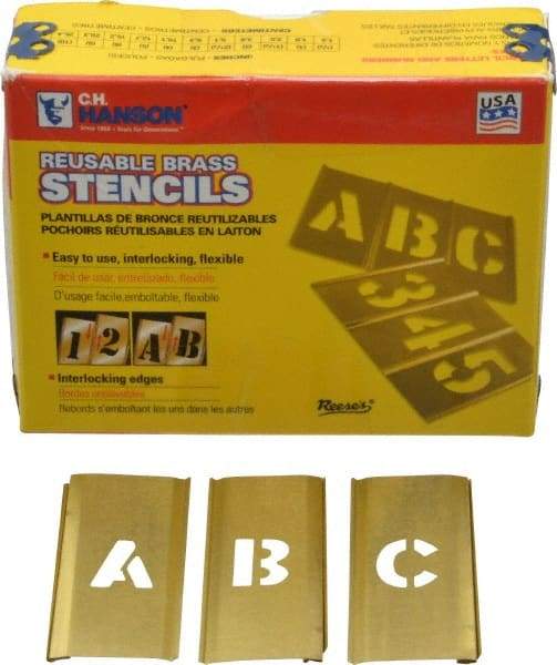 C.H. Hanson - 33 Piece, 1/2 Inch Character Size, Brass Stencil - Contains Letter Set - Top Tool & Supply