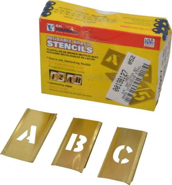 C.H. Hanson - 33 Piece, 3/4 Inch Character Size, Brass Stencil - Contains Letter Set - Top Tool & Supply