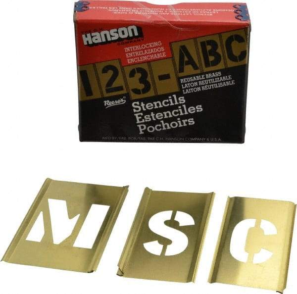 C.H. Hanson - 33 Piece, 1-1/2 Inch Character Size, Brass Stencil - Contains Letter Set - Top Tool & Supply