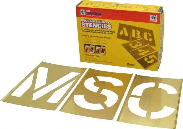 C.H. Hanson - 33 Piece, 6 Inch Character Size, Brass Stencil - Contains Letter Set - Top Tool & Supply