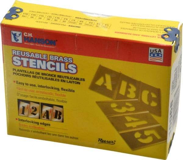 C.H. Hanson - 45 Piece, 1 Inch Character Size, Brass Stencil - Top Tool & Supply