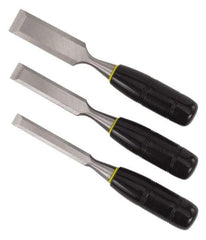 Stanley - 3 Piece Wood Chisel Set - 7-3/4" OAL, Sizes Included 1/2 to 1" - Top Tool & Supply