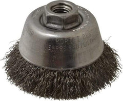 Osborn - 3-1/2" Diam, 5/8-11 Threaded Arbor, Steel Fill Cup Brush - 0.0118 Wire Diam, 1" Trim Length, 7,500 Max RPM - Top Tool & Supply