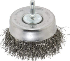 Osborn - 2-1/2" Diam, 1/4" Shank Diam, Steel Fill Cup Brush - 0.014 Wire Diam, 5/8" Trim Length, 4,500 Max RPM - Top Tool & Supply