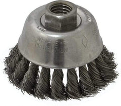 Osborn - 2-3/4" Diam, 5/8-11 Threaded Arbor, Steel Fill Cup Brush - 0.014 Wire Diam, 14,000 Max RPM - Top Tool & Supply