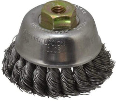 Osborn - 2-3/4" Diam, M10x1.25 Threaded Arbor, Steel Fill Cup Brush - 0.02 Wire Diam, 14,000 Max RPM - Top Tool & Supply